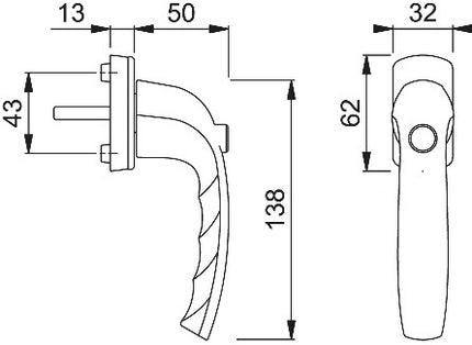 HOPPE window handle New York 0810SV/U10 aluminium F9 / steel-coloured ( 3000203687 )