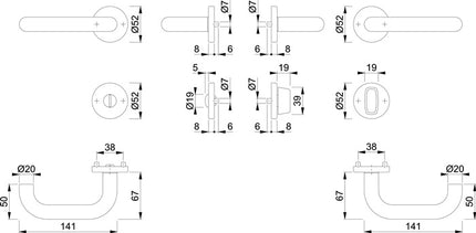 HOPPE Zestaw rozet Paris E138Z/42KV/42KVS Stal nierdzewna F69 ( 3000203010 )