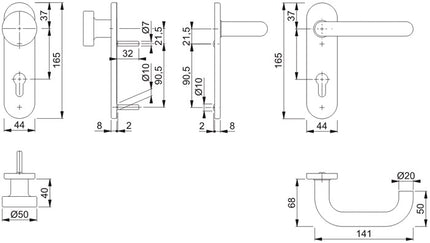 HOPPE short escutcheon set Paris E58/353K/138Z stainless steel F69 ( 3000203015 )