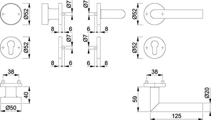 HOPPE Set di rosette Amsterdam E58/42KV/42KVS/1400Z Acciaio inox F69 ( 3000203003 )