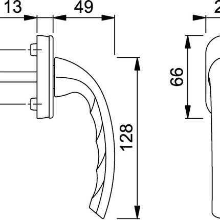 HOPPE window handle Tokyo 0710/U26 aluminium F1 / natural colour ( 3360003011 )