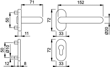 HOPPE Feuerschutzgarnitur Paris FS-138GF/55/55S Aluminium F1-2 D/D ( 3000251146 )