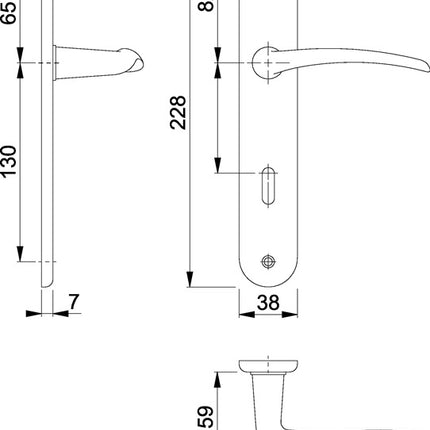 HOPPE Langschildgarnitur Istanbul M171/332P Messing F71 ( 3000253683 )