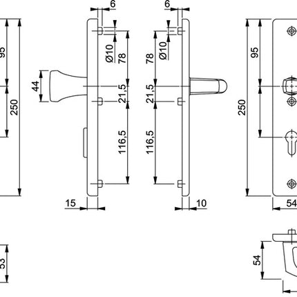 HOPPE Security furniture London 78G/2222ZA/2410/113 Aluminium F2 ( 3000209914 )