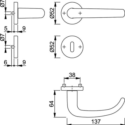 HOPPE Rosettengarnitur San Francisco 1301/42KV/42KVS Aluminium F1 ( 3000202000 )