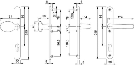 HOPPE Profiltürgarnitur Tôkyô 76G/3346/1710RH Aluminium F9016 ( 3000252778 )