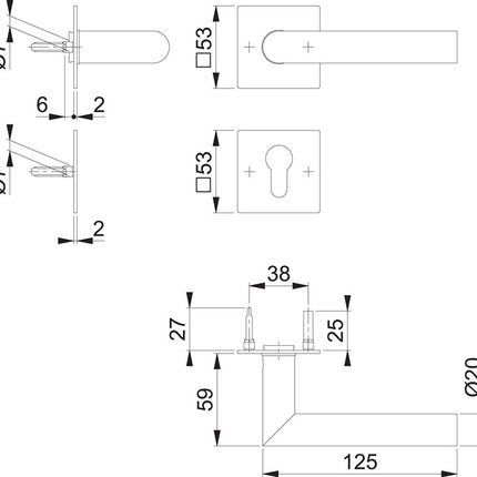 HOPPE Escutcheon set Amsterdam E1400Z/848N/848NS Stainless steel F9714M ( 3000209765 )