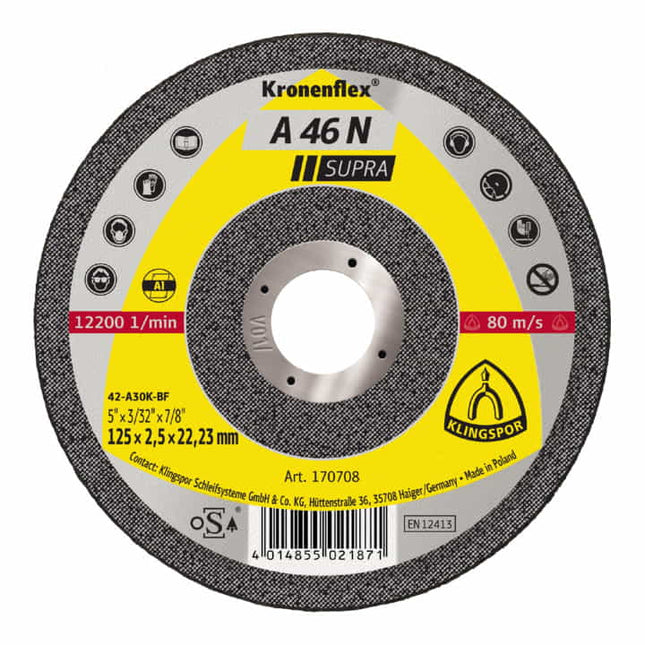 KLINGSPOR cutting disc A 46 N Supra D125x2.5mm cranked ( 4000841037 )