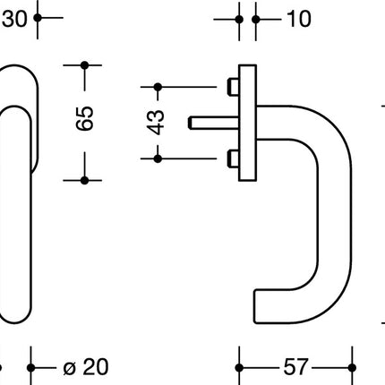 HEWI window handle 111FG.1 30mm plastic 99 pure white ( 3000205776 )