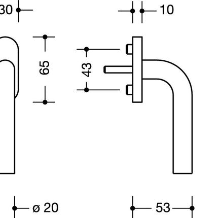 HEWI window handle 111FG.6 30mm plastic 99 pure white ( 3000205791 )