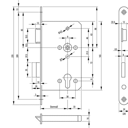BKS Panic mortise lock 1201 Panic function D rounded ( 3000251574 )