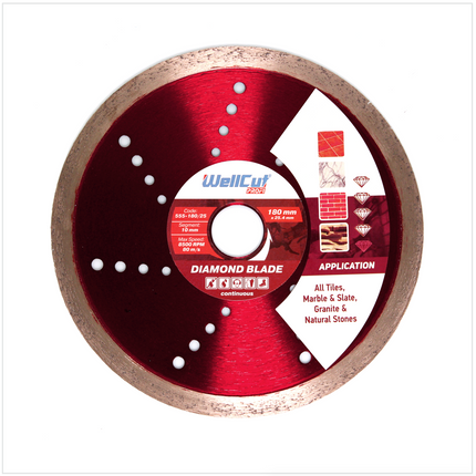 WellCut Diamond Blade Diamant Trennscheibe 180 x 25,4 mm Profi Continuous (555 - 180 / 25) - Toolbrothers