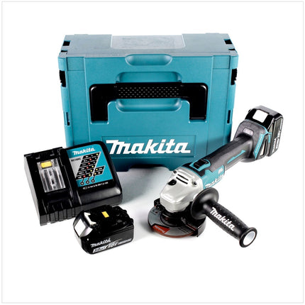Makita DGA 456 RFJ Akku Winkelschleifer 18 V 115mm Brushless + 2x Akku 3,0Ah + Ladegerät + Makpac - Toolbrothers