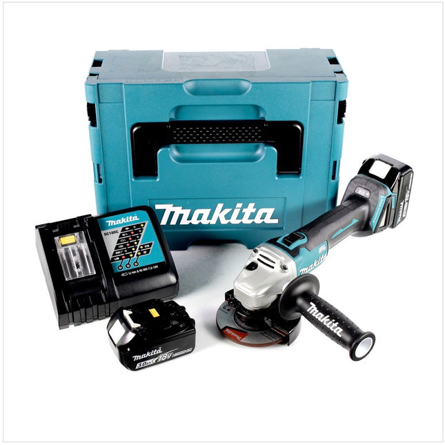 Makita DGA 456 RFJ Akku Winkelschleifer 18 V 115mm Brushless + 2x Akku 3,0Ah + Ladegerät + Makpac - Toolbrothers
