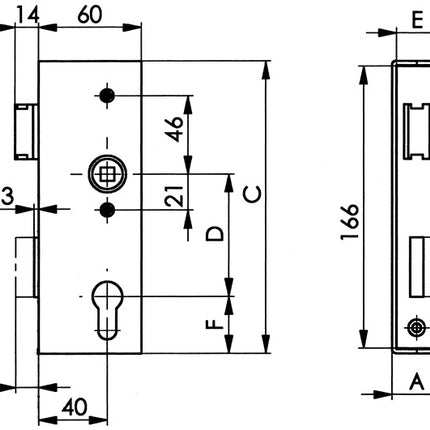 AMF lock case 141U, blank DIN left / right ( 3000251273 )