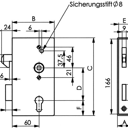 AMF sliding door lock case 140S DIN left / right ( 3000251294 )