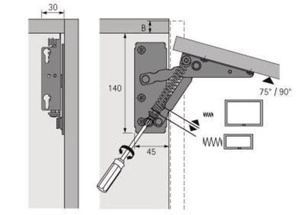 HETTICH Hochklappbeschlag Lift, 80 - 220 N Stahl vernickelt ( 3000271816 )