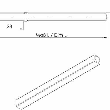 OGRO lever handle pin OGRO 114 PB square 8 x 123 mm ( 3000267155 )
