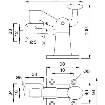 Fermo cancello KWS 1307 in ghisa malleabile nero ( 3326043066 )
