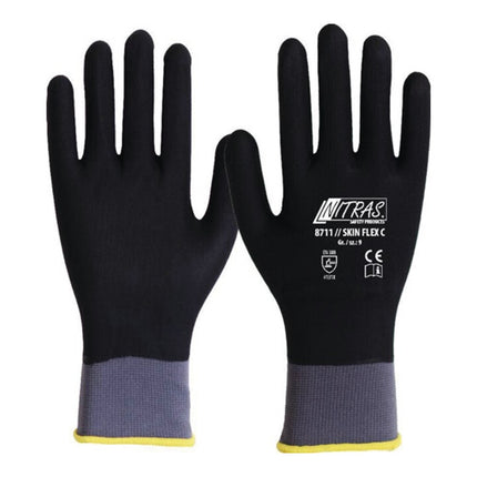 Guantes NITRAS SKIN FLEX C talla 9 gris/negro ( 8000636600 )