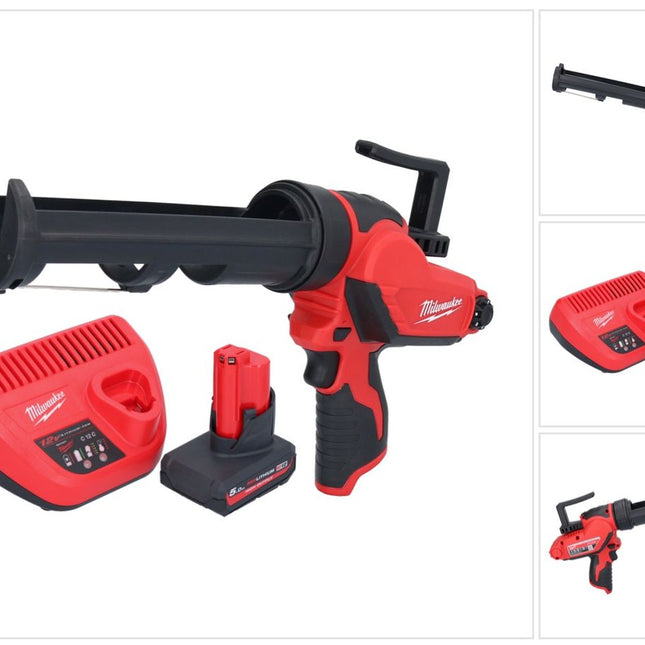 Milwaukee M12 PCG/310-501 Akku Kartuschenpresse 12 V 310 ml + 1x Akku 5,0 Ah + Ladegerät