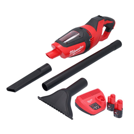 Aspirador a batería Milwaukee M12 HV-202 12 V + 2x baterías 2.0 Ah + cargador
