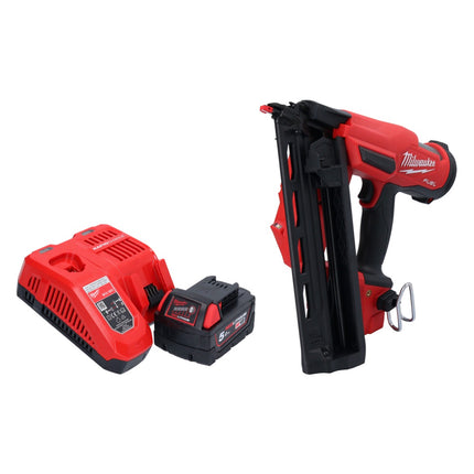 Milwaukee M18 FN16GA-501 Gwoździarka akumulatorowa 18 V 32 - 64 mm bezszczotkowa + 1x akumulator 5,0 Ah + ładowarka