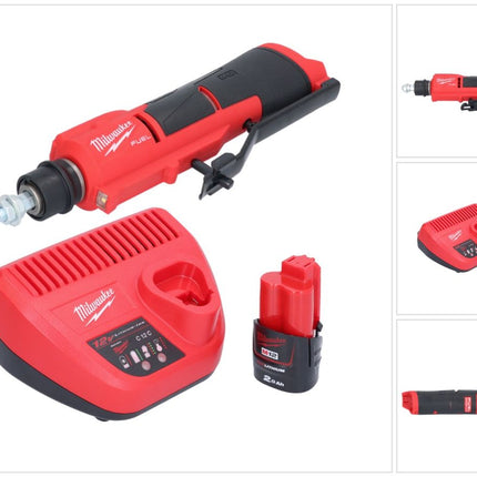 Desbrozadora de neumáticos sin cable Milwaukee M12 FTB-201 12 V 7/16" Hex sin escobillas + 1x batería recargable 2.0 Ah + cargador