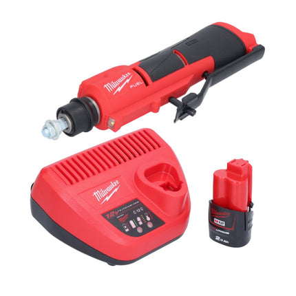 Desbrozadora de neumáticos sin cable Milwaukee M12 FTB-201 12 V 7/16" Hex sin escobillas + 1x batería recargable 2.0 Ah + cargador
