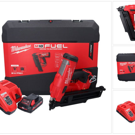 Milwaukee M18 FFN21-301C Gwoździarka akumulatorowa 18 V 50 - 90 mm bezszczotkowa + 1x akumulator 3,0 Ah + ładowarka + walizka