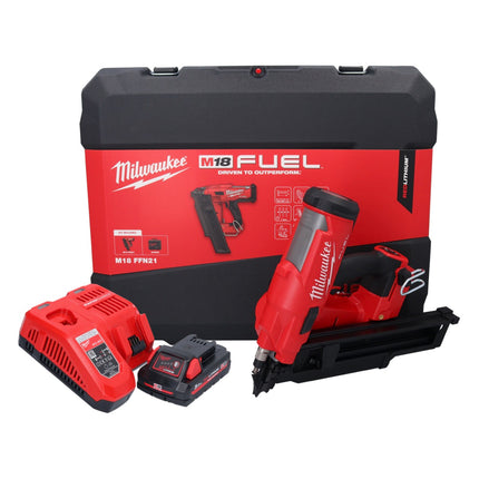 Milwaukee M18 FFN21-301C Gwoździarka akumulatorowa 18 V 50 - 90 mm bezszczotkowa + 1x akumulator 3,0 Ah + ładowarka + walizka