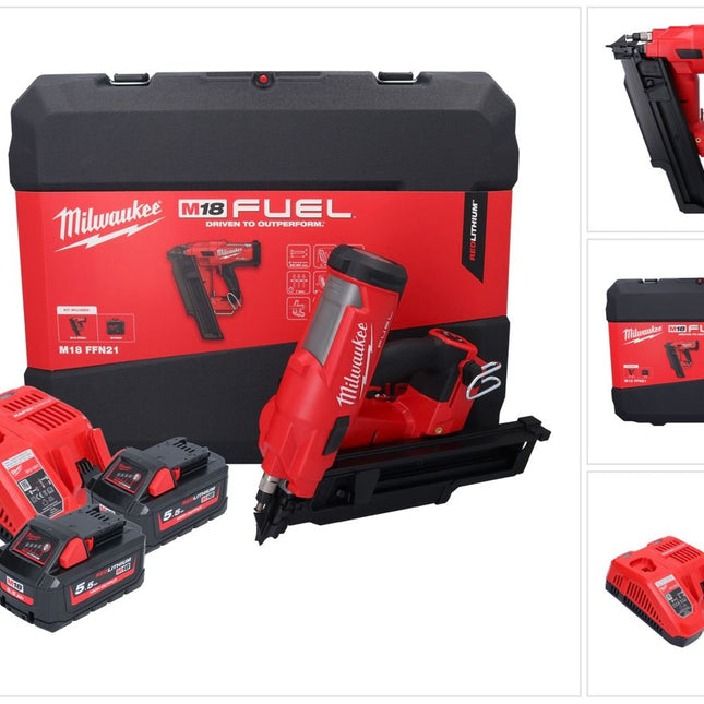 Milwaukee M18 FFN21-552C Akku Nagler 18 V 50 - 90 mm Brushless + 2x Akku 5,5 Ah + Ladegerät + Koffer