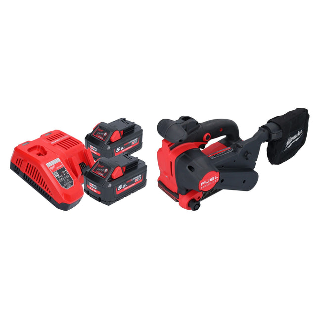 Milwaukee M18 FBTS75-552 Cordless belt sander 18 V 75 x 457 mm Brushless + 2x battery 5.5 Ah + charger