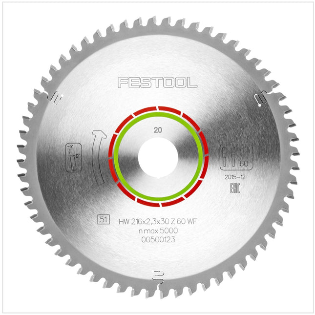 Festool Spezial Kreissägeblatt HW 216 x 30 x 2,3 mm WZ/FA60 216 mm 60 Zähne ( 500123 ) - Toolbrothers