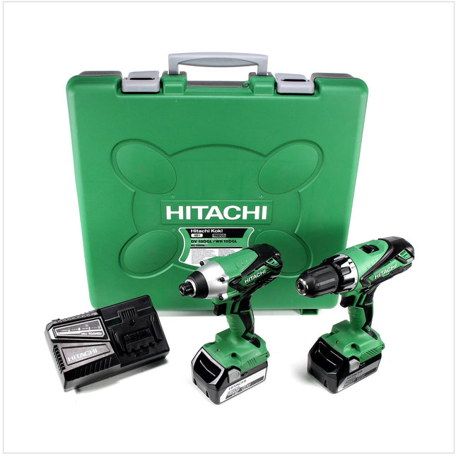 Hitachi KC 18 DGL / JE Set mit 1x Hitachi WH 18 DGL + 1x Hitachi DV 18 DGL + 2x Hitachi BSL 1850 5,0 Ah Akku + 1x Hitachi UC 18YFSL Akku Ladegerät 14,4 - 18 V - Toolbrothers