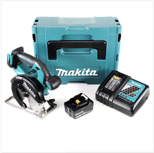 Makita DCS 551 RT1J Akku Metall Handkreissäge 18V Brushless 150 x 20 mm im Makpac mit Schutzbrille und 1x BL1850 5,0 Ah Akku und Ladegerät