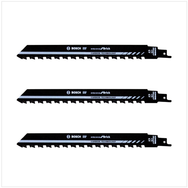 Bosch 3x Säbelsägeblatt S 1543 HM 240mm / 9" zum Sägen in Ziegelstein, Porenbeton, Zementstoffe SET - Toolbrothers