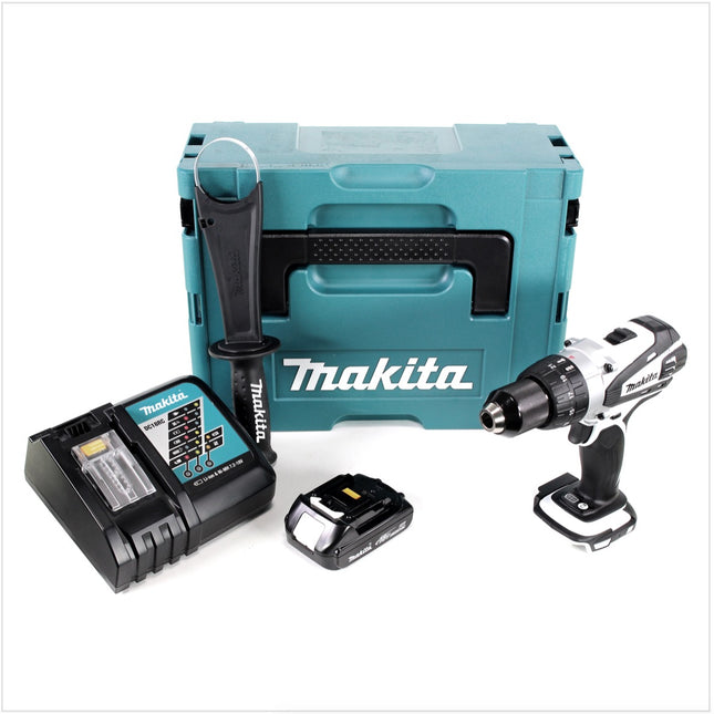 Makita DDF 458 RA1J W Akku Bohrschrauber 18 V 91 Nm weiß + 1x Akku 2,0 Ah + Ladegerät + Makpac - Toolbrothers