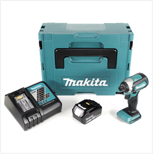Makita DTD 153 RT1J 18 V Akku Brushless Schlagschrauber im Makpac + 1x BL 1850 B 5,0 Ah Li-Ion Akku + 1x DC 18 RC Ladegerät