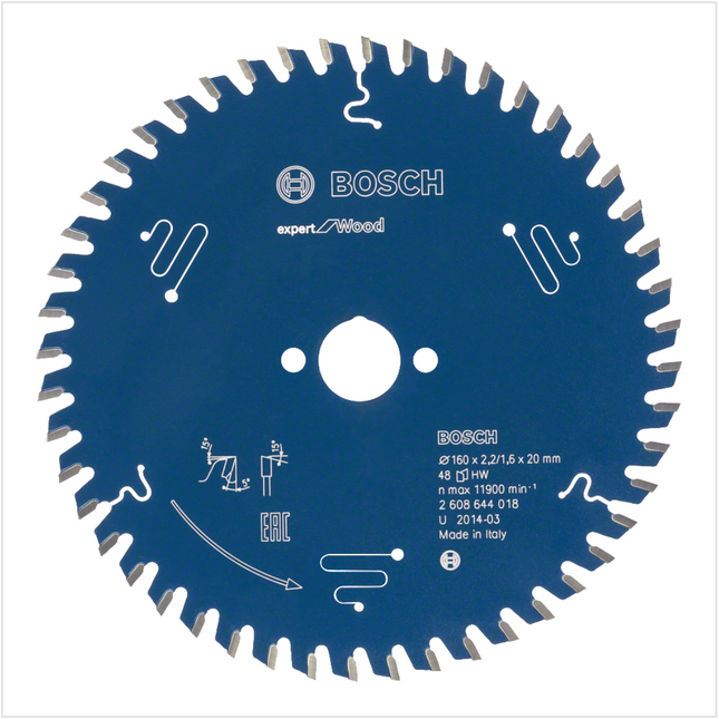 Bosch Kreissägeblatt Expert for Wood Holz 160 x 20 x 2,2 mm 48 Zähne ( 2608644018 ) - Toolbrothers