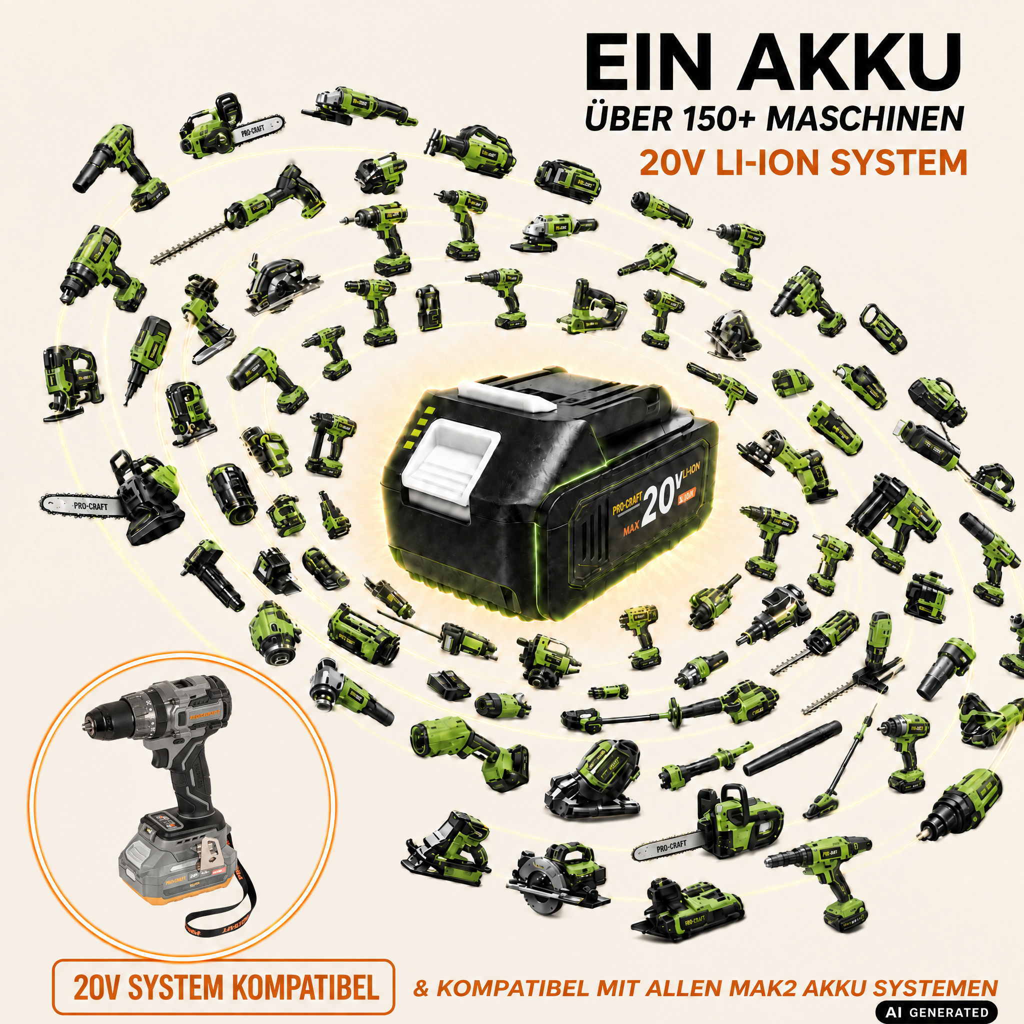 Procraft Industrial CD20Abb Akku Schlagbohrschrauber 20 V 85 Nm Solo - ohne Akku, ohne Ladegerät