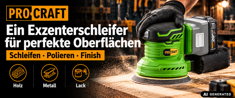 Procraft PX20BLbb Akku Exzenterschleifer 20 V 125 mm Brushless + 1x Akku 4,0 Ah - ohne Ladegerät