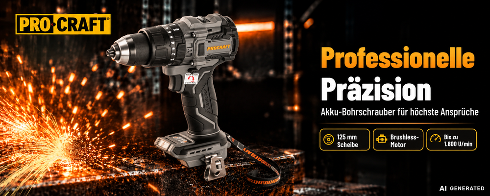Procraft Industrial CD20B-BB Akku Schlagbohrschrauber 20 V 150 Nm Brushless + 1x Akku 4,0 Ah - ohne Ladegerät